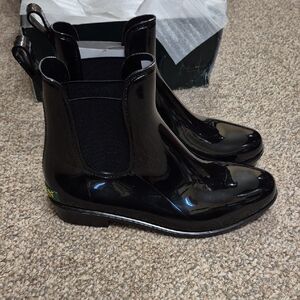 Lauren Ralph Lauren Tally Black Rain Ankle Boots NEW